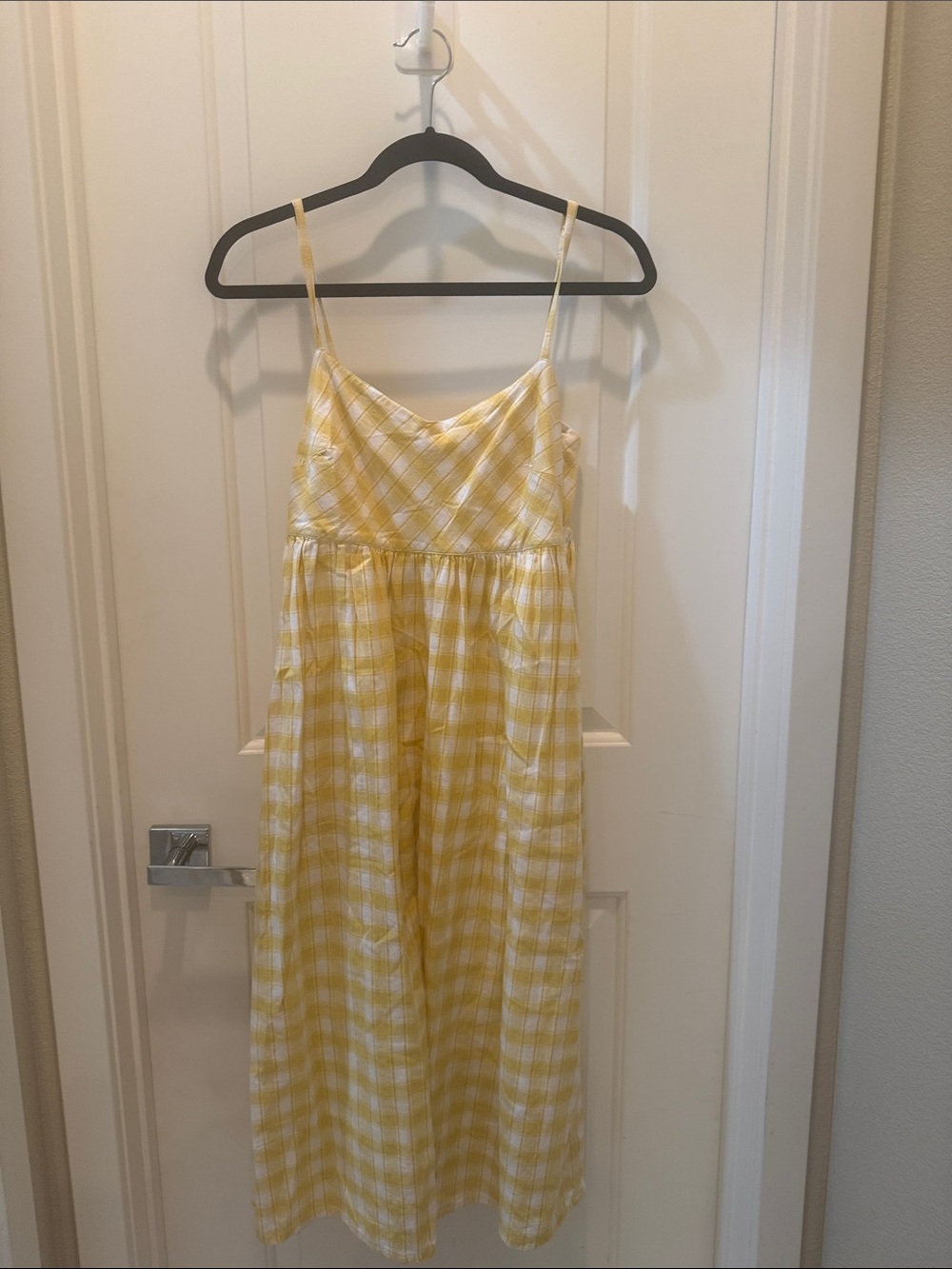 People Tree Yellow and White Gingham Midi Sundress